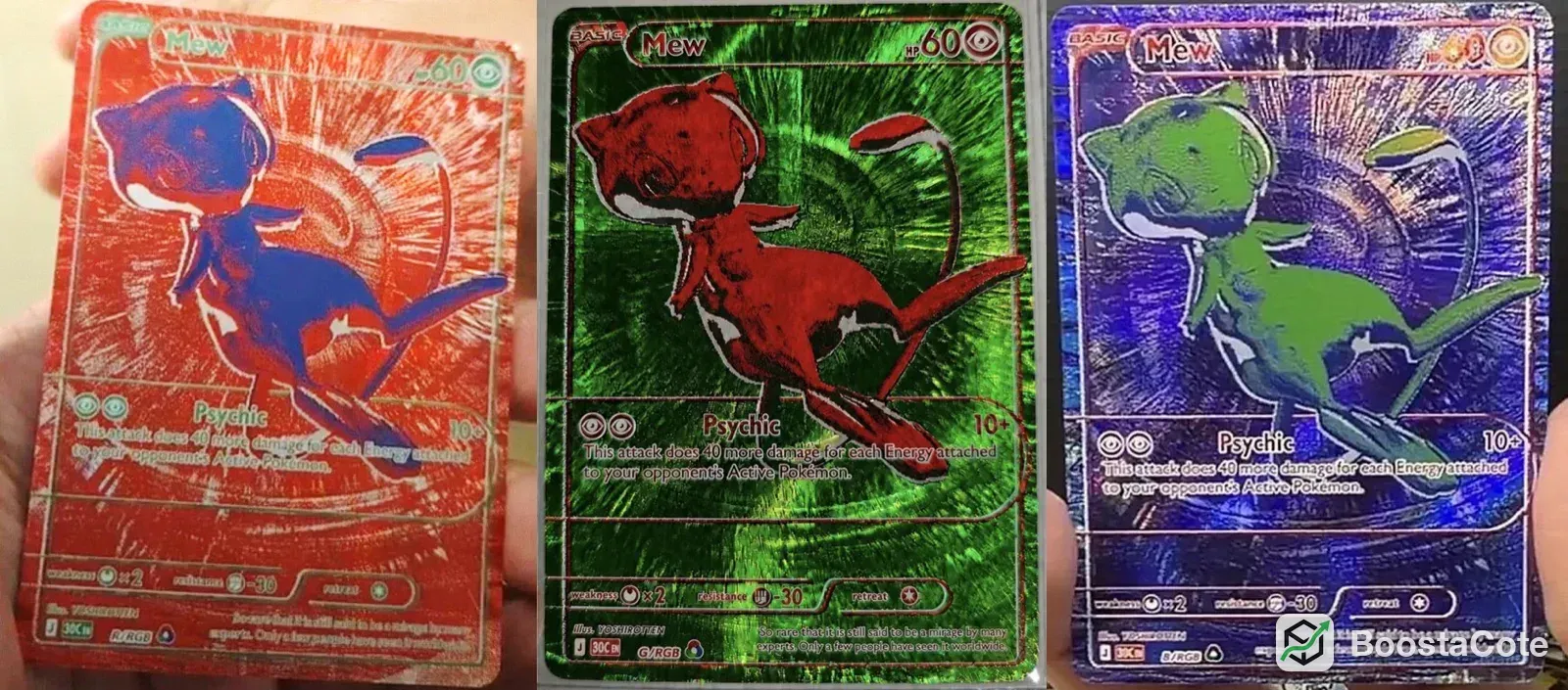 Mew RGB : les trois cartes 30C de YOSHIROTTEN ont fuité (R/RGB, G/RGB, B/RGB)
