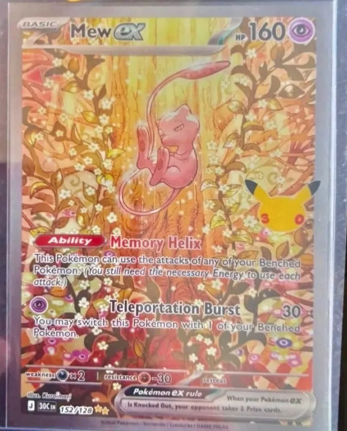 Carte Mew ex 160 PV type Psy, talent Memory Helix, extension 30e Anniversaire, illustration Kuroimori