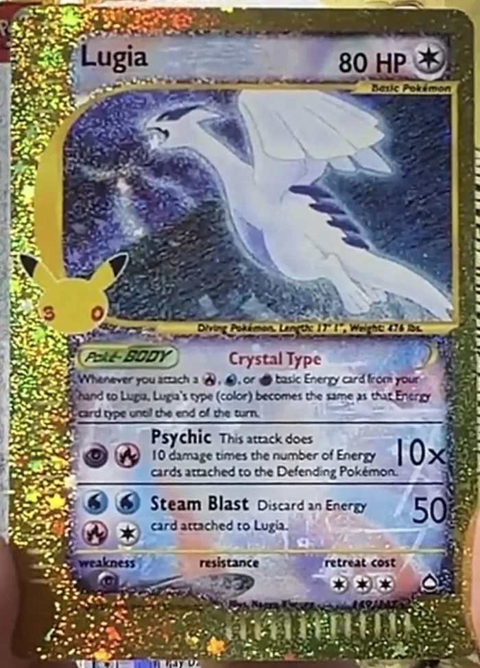 Réédition du Lugia Crystal d'Aquapolis dans la Collection Classique du set 30 ans, 80 PV, Poké-BODY Crystal Type, cadre doré