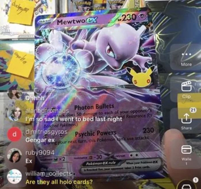 Carte Mewtwo ex 230 PV numéro 151 du set 30 ans, attaques Photon Bullets et Psychic Powers 230, extension 30e Anniversaire Pokémon