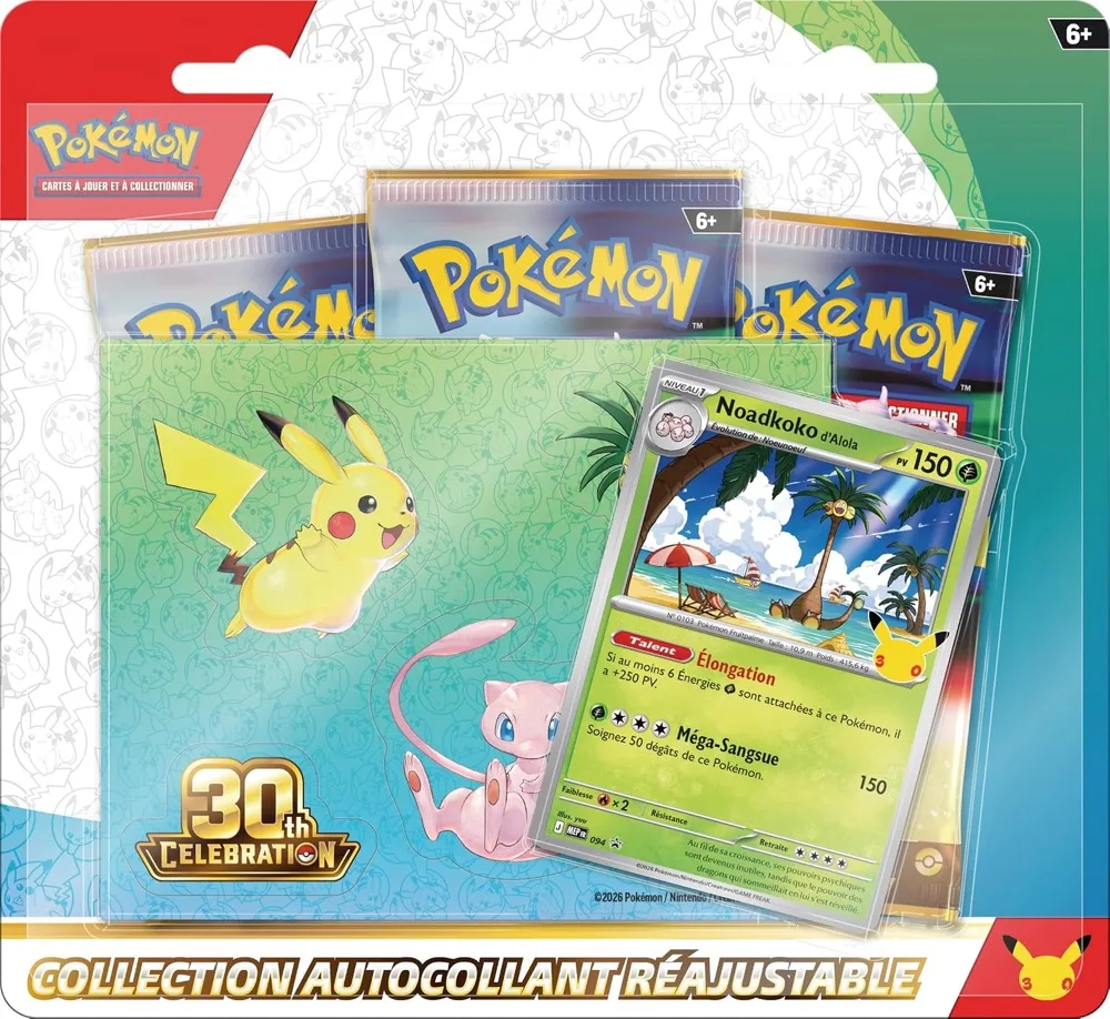 Tripack Noadkoko d'Alola 30e Anniversaire avec 3 boosters et carte promo brillante