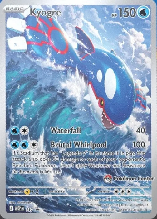 Carte promo Kyogre version Pokémon Center du Coffret Dresseur d'Élite Règne Delta, avec tampon Pokémon Center