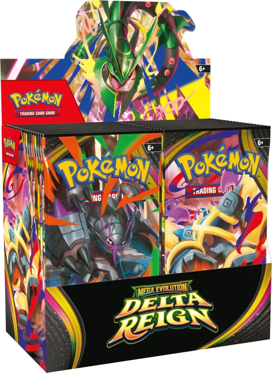 Display de 36 boosters Méga-Évolution Règne Delta, boîte avec Méga-Rayquaza sur le packaging