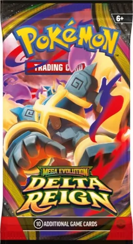 Habillage de booster Règne Delta Méga-Golemastoc, sachet jaune et bleu