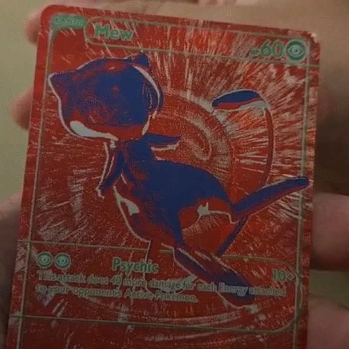 Carte Mew R/RGB du set 30C, fond rouge holographique et Mew bleu, attaque Psychic, illustration YOSHIROTTEN, extension 30e anniversaire Pokémon