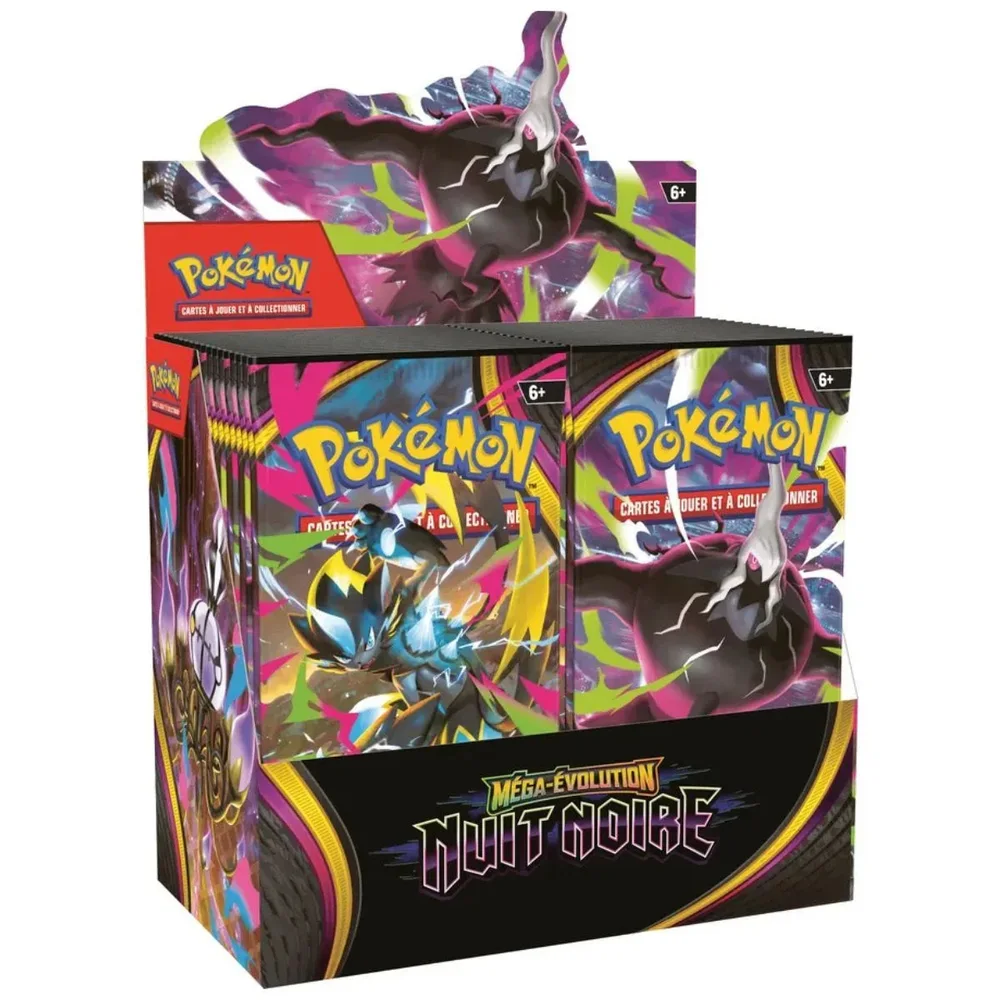 Display de 36 boosters Méga-Évolution Nuit Noire ME05 avec Méga-Darkrai et Méga-Zeraora