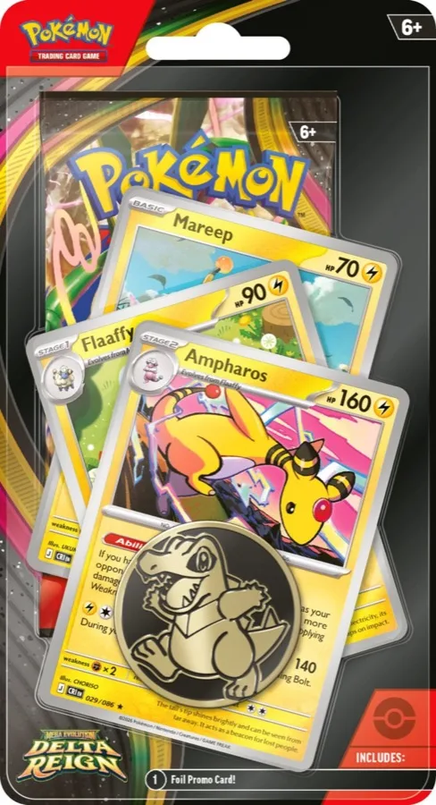 Blister premium checklane Règne Delta avec la ligne Wattouat, Lainergie et Pharamp 160 PV, pièce Kaiminus et une carte promo brillante
