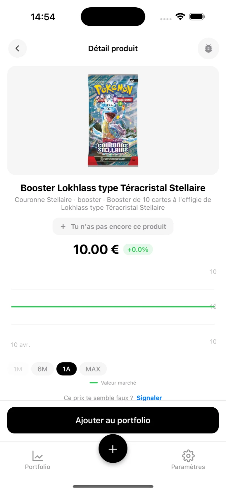 Fiche du Booster Lokhlass type Téracristal Stellaire dans BoostaCote avec son prix et sa courbe sur 1 an