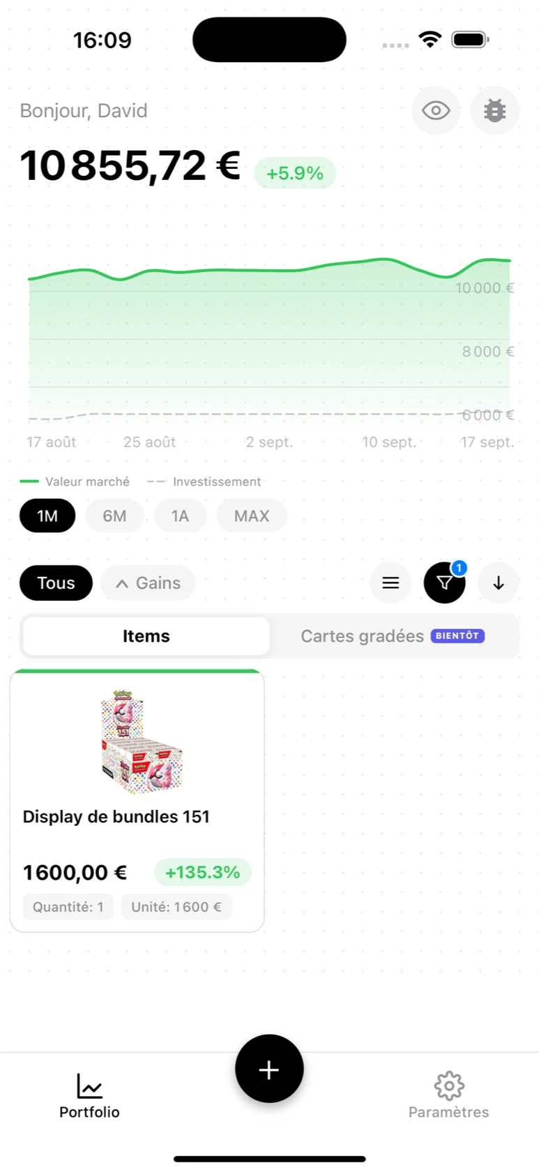 Portfolio BoostaCote filtré sur une display de bundles 151 et sa valeur