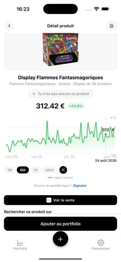 Bouton 'Voir la vente' vers la source eBay dans BoostaCote