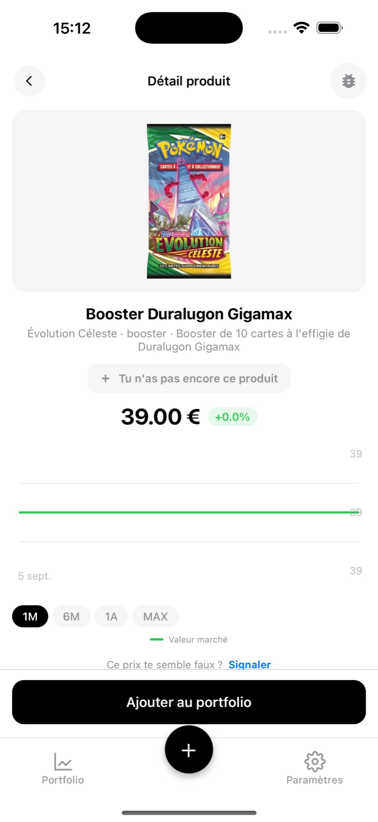 Fiche du booster Duralugon Gigamax dans BoostaCote avec son prix et sa courbe sur 1 mois, en hausse