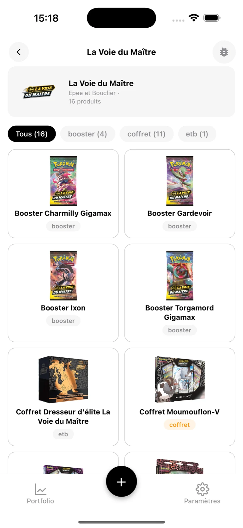 Page de la série La Voie du Maître dans le catalogue BoostaCote avec ses produits filtrables par type